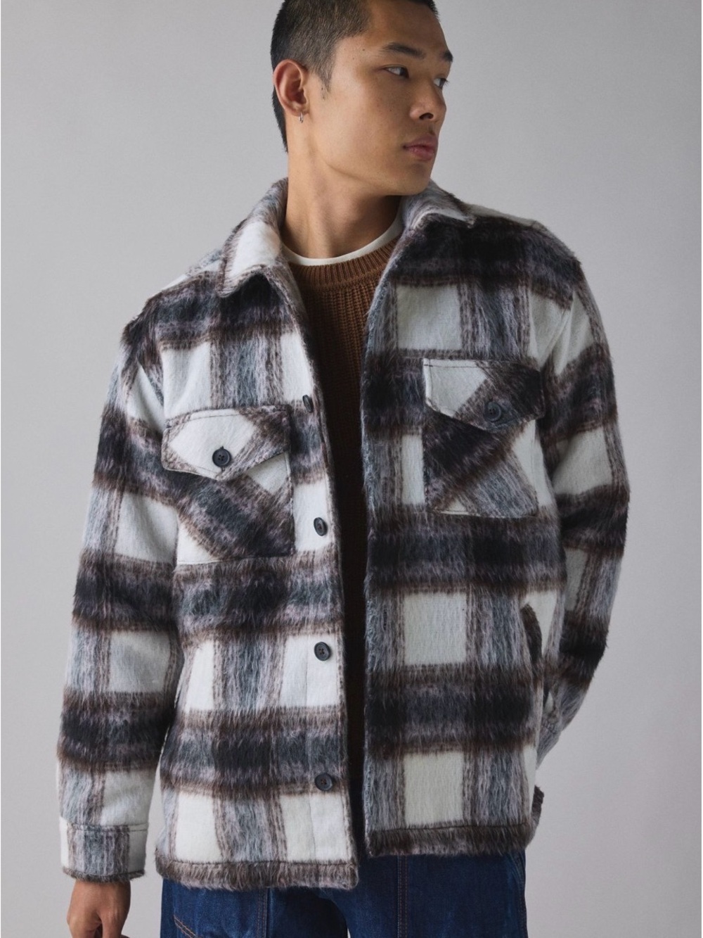 Plaid BDG Shaggy Shirt Jacket